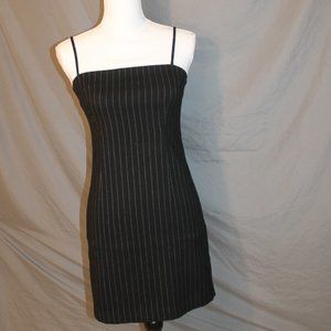 FOREVER 21 BLACK & WHITE PIN STRIPE BODY CON DRESS SIZE SMALL SPAGHETTI STRAPS